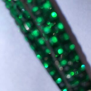Green rhinestone lanyard key ring chain emerald